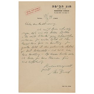 Max Brod Autograph Letter Signed