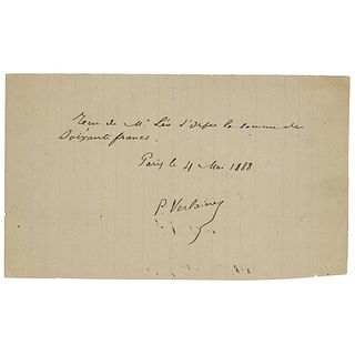 Paul Verlaine Autograph Document Signed