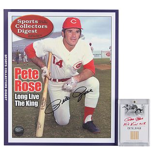 Pete Rose Signed Baseball Card and Signed Print