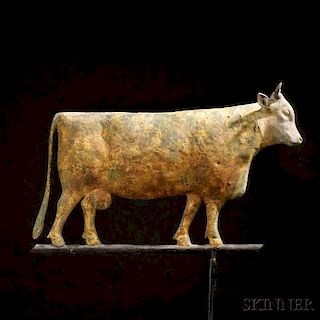 Gilded Molded Sheet Copper and Cast Zinc Cow Weathervane