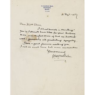 J. R. R. Tolkien Autograph Letter Signed