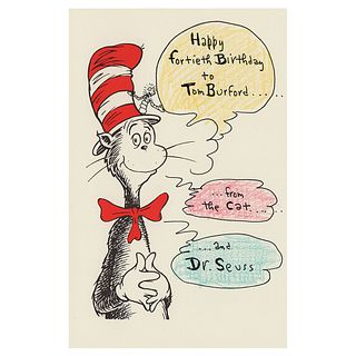 Dr. Seuss Signed Print with Sketch