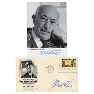 Simon Wiesenthal Signed Photograph and First Day Cover