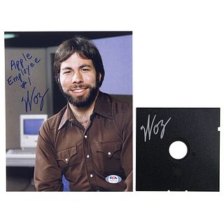 Apple: Steve Wozniak Signed Photograph and Floppy Disc