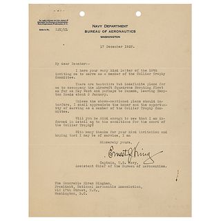 Ernest J. King Typed Letter Signed