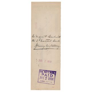 Henry M. Stanley Signed Check