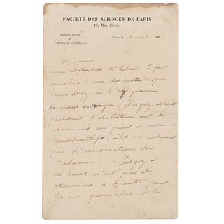 Pierre Curie Autograph Letter Signed