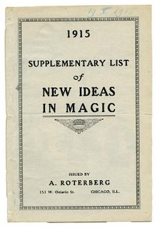 Roterberg, A. Group of Catalogs and Supplementary Lists. Including Catalogue No. 11 (1909); Catalogu