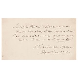 Oliver Wendell Holmes, Sr. Autograph Quotation Signed