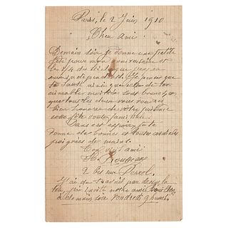 Henri Rousseau Autograph Letter Signed