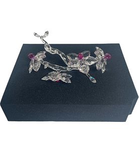 Swarovski Crystal Orchids On Vine Sculpture w/Box