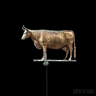Gilded Molded Copper Cow Weathervane