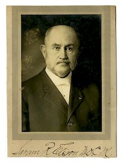Ellison, Saram. Signed portrait of Dr. Saram Ellison. [New York], ca. 1904. Stern bust portrait of t