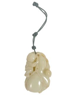 Chinese Hetian White Mutton Fat Jade Toggle