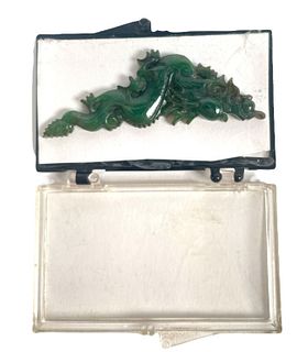Very Finely Carved Chinese Green Jadeite Dragon