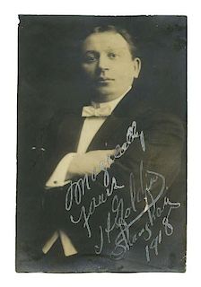 Goldin, Horace. Postcard of Horace Goldin, Inscribed and Signed. British, ca. 1920. Handsome half-le