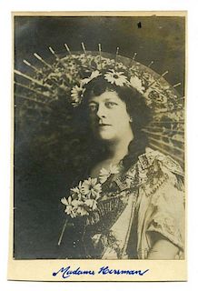 Herrmann, Adelaide. Portrait of Adelaide Herrmann. Circa 1900. Silver print bust portrait of Alexand
