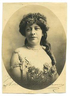 Herrmann, Adelaide. Signed Portrait of Adelaide Herrmann. New York: Apeda, ca. 1900. Handsome sepia-