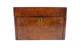 Antique English Burl Wood Travel Vanity Box