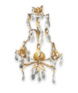 Mid Century Hollywood Regency Floral Wall Sconce