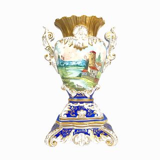 Antique Spanish Signed Scenic Porcelain Vase