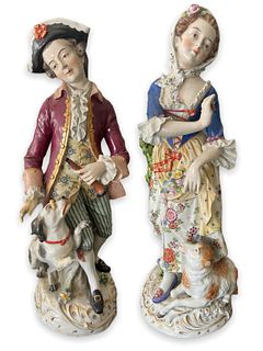 Antique Sitzendorf German Porcelain Large Figures