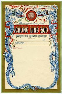 Chung Ling Soo (William E. Robinson). Dragon Letterhead. England, ca. 1910. One blank 4to sheet of n