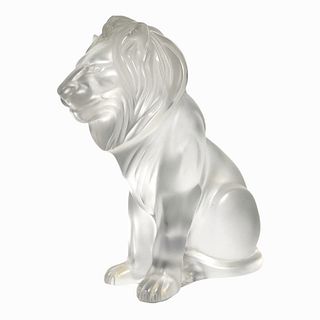 Signed Marie-Claude Lalique Bamara Lion Sculpture