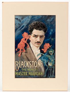 Blackstone, Harry. The WorldНs Master Magician. (Artist Unknown), for Erie Litho., ca. 1920. Vivid o