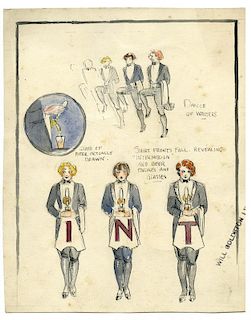 Thompson, Clifford. The Closed Fist and Dance of Waiters. London, ca. 1920s. Two watercolor illustra