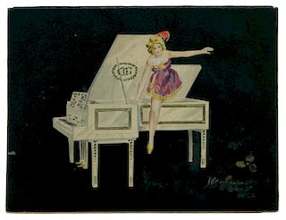 Thompson, Clifford. Girl from Piano Production. London, ca. 1920s. Watercolor illustration on paper