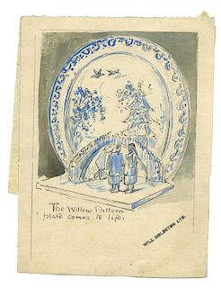 Thompson, Clifford. The Willow Pattern Plate. London, ca. 1920s. Watercolor illustration created for