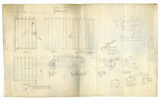 Thompson, Clifford. Technical Drawing for Escape System. London, ca. 1920s. Large drawing (19 _ x 12