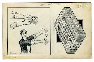 (Artist unknown). Deck of Magic Cards. Card Magician. London, n.d. Pen and ink on paper. Two panels,