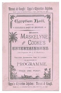 Maskelyne, J.N. Egyptian Hall Program 1892 _ 93. Four-page program for EnglandНs сHome of Mysteryо i