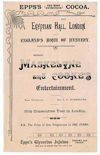 Maskelyne, J.N. Egyptian Hall Program 1902-03. Four-page program for EnglandНs сHome of Mysteryо inc