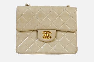 Chanel Tan Leather Stitched Purse