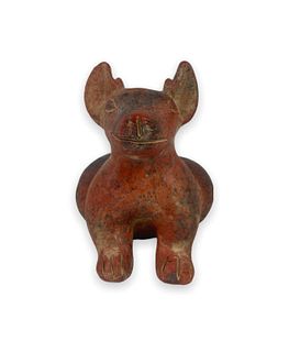 Pre-Colombian Pottery Figural Dog Effigy Urn Vase