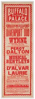 Davenport, Lewis. Davenport Duo and Wynne playbill. [Manchester?]: Portland House Printing Works, 19