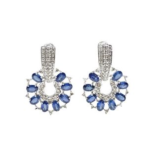 9.05ct Sapphire And 2.88ct Diamond Earrings