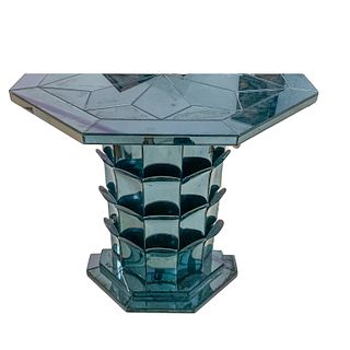 Art Deco Style Black Glass Veneer Console Table