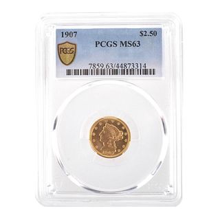 PCGS 1907 US $2.50 Gold Coin