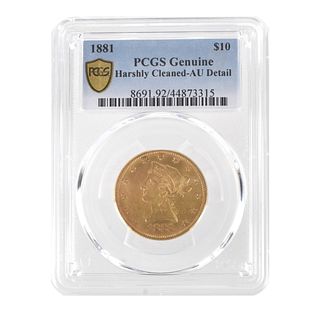 PCGS 1881 US $10 Gold Coin