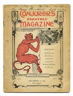 Houdini, Harry. ConjurersН Monthly Magazine Premiere Issue [Signed by Houdini]. New York, Vol. 1 No.