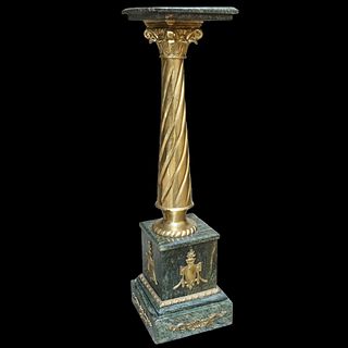 Green Marble and Bronze Pedestal