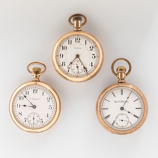 Three 18 Size Elgin Watch Co. Open-face Watches