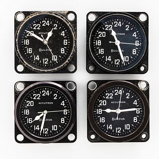 Four Bulova Accutron Military Cockpit Clocks