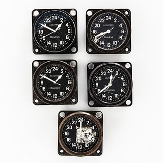 Five Bulova Accutron Military Cockpit Clocks