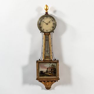 Aaron Willard Jr. Thermometer-front Patent Timepiece or Banjo Clock