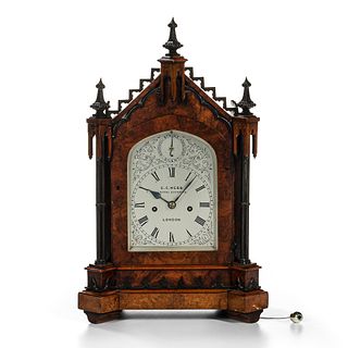 Gothic-style Burr Walnut Table Clock
